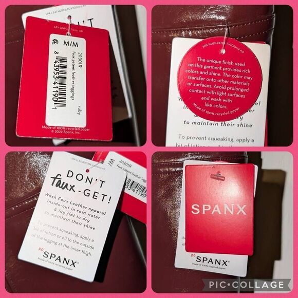 NWT Spanx Patent Faux Leather Ruby Red Leggings in Medium - Picture 7 of 8